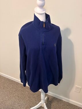 Polo Ralph Lauren Estate Rib Quarter Zip Pullover Navy Blue Size Xl